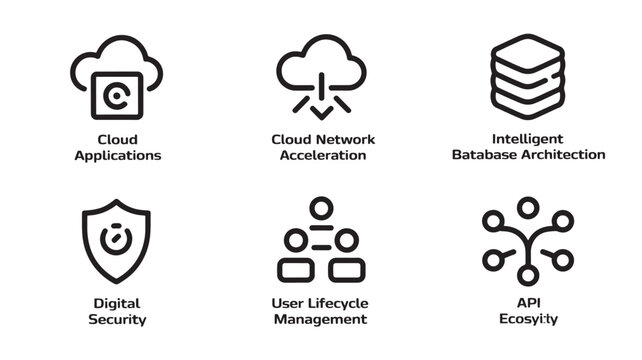 Cloud Computing Icons Vector Set for Business Technology Network Security Database and Digital Infrastructure