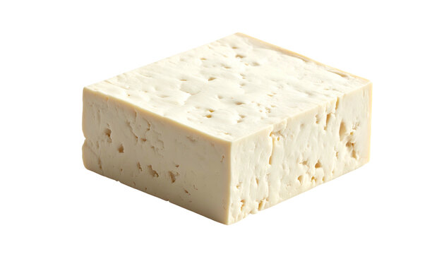 Firm Textured White Tofu Block High Protein Soy Bean Curd Raw Cooking Ingredient Isolated on White Background