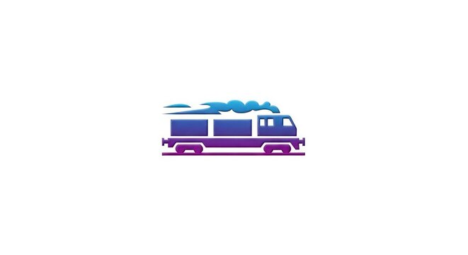 Gradient freight train icon with steam trail