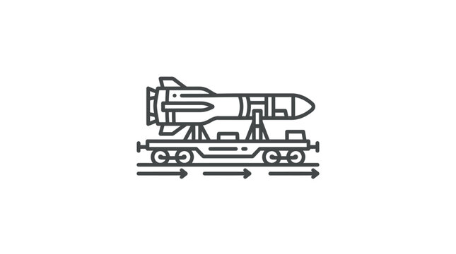 Military missile transport trailer icon line art illustration.