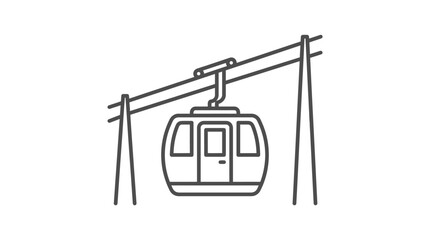 Mountain cable car gondola line art icon. © AMRI