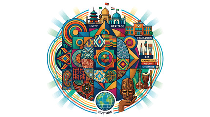 Naklejka premium Vibrant Cultural Heritage Illustration