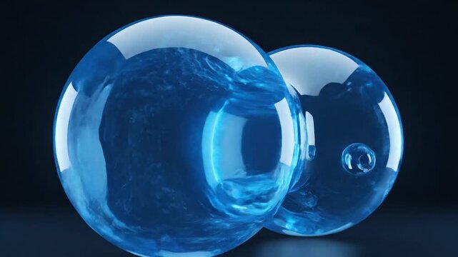 Abstract Blue Liquid Form with Swirling Patterns and Light Reflections