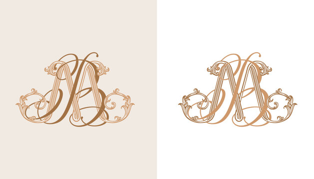MB BM monogram logo in a sophisticated ornamental style. Luxury wedding initials for stationery, invitations and personalized wedding branding.