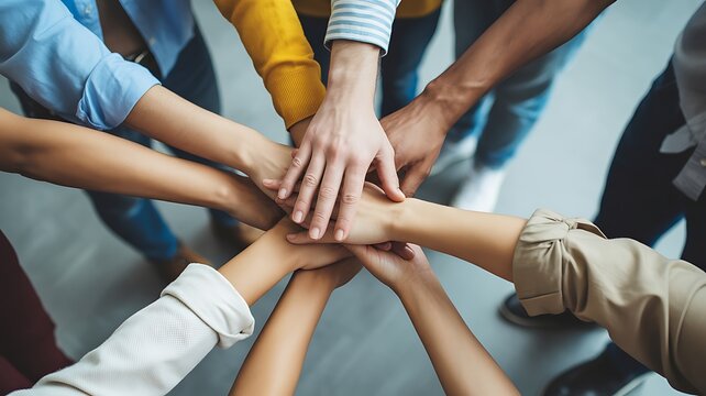 Teamwork and Unity Concept with Diverse Group Collaboration and Support