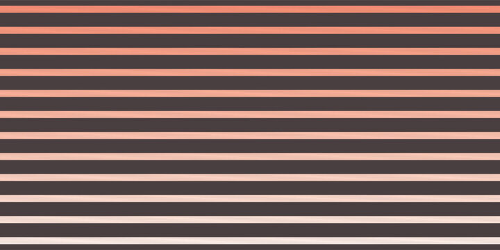 Abstract horizontal stripes pattern background. Coral peach and dark brown gradient parallel lines texture banner. Vector geometric minimalist backdrop for modern fashion, textile, or cover design.