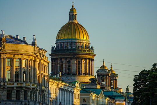 Saint Isaac's Cathedral in St. Petersburg at Sunset