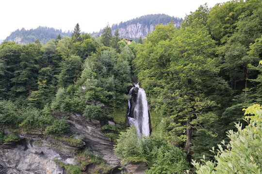 View of the Reichenbach Falls in the municipality of Schattenhalb in the canton of Bern, Switzerland