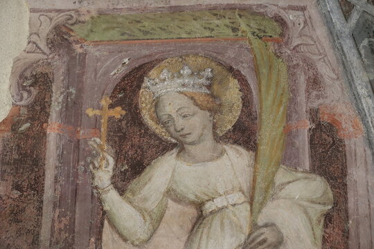 Ceiling painting in the cloister of the Neustift Monastery in Vahrn near Brixen in South Tyrol, Italy