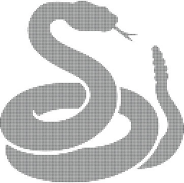 Coiled snake halftone pattern on transparent background