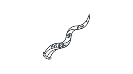 Fototapeta premium Long patterned ceremonial wind instrument icon.