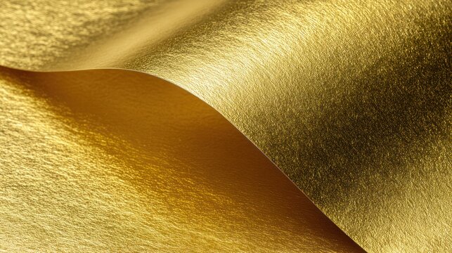 Golden shimmering metallic paper texture with elegant curves