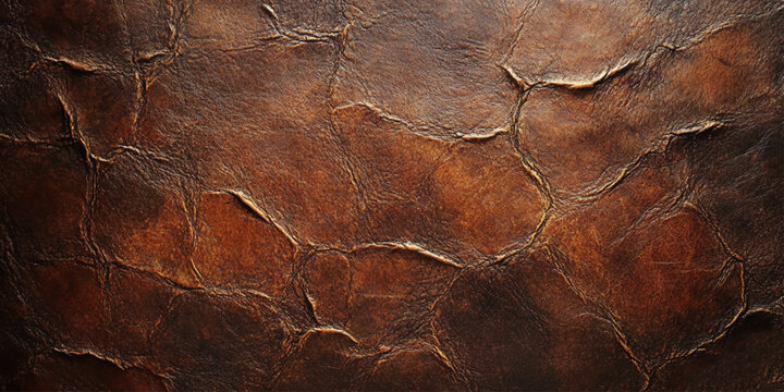 Genuine leather texture background. Dark brown, orange textures for decoration blank. Vintage skin natural suede with design line pattern