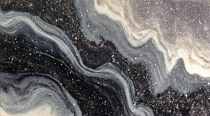 Ethereal cosmic fluid swirls with glittering stardust patterns abstract galaxy © Tile Haven