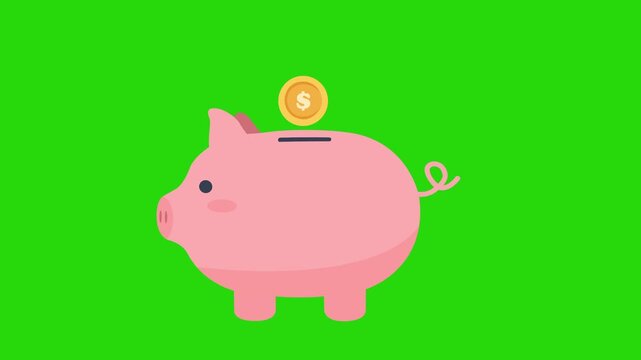 Cute Pink Piggy Bank with Coins and Money Savings Illustration