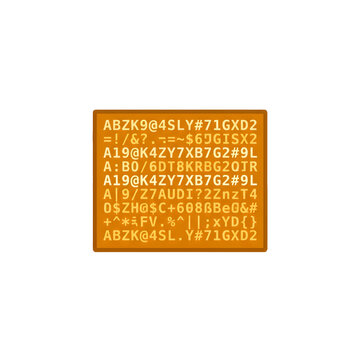 Random Computer Code and Symbols in Orange Box