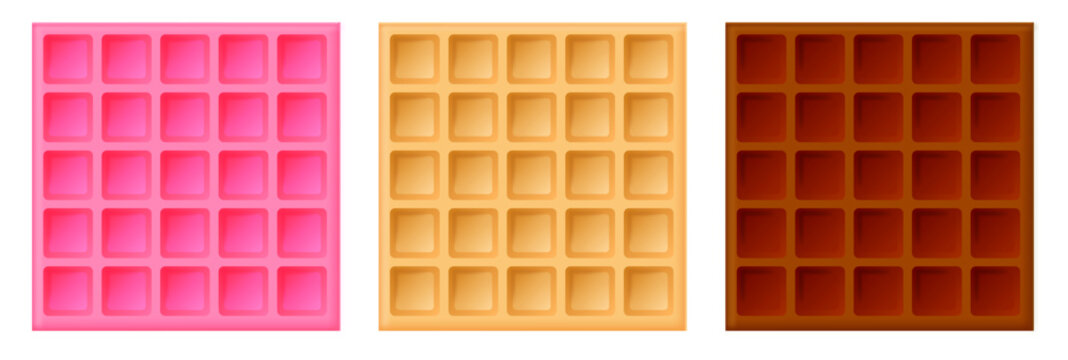 Set of square wafer textures with crispy waffle patterns, golden biscuit surfaces and sweet bakery inspired backgrounds.