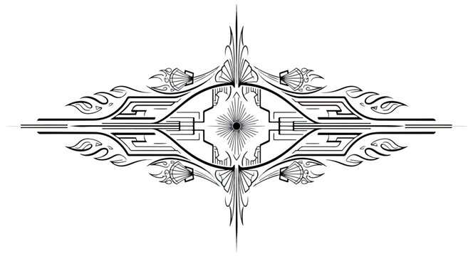 Abstract symmetrical pattern in monochrome tones creating a geometric rorschach style composition