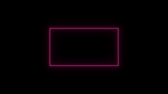 green Neon rectangle frame loop animation. rectangular glowing frame with moving line. neon shape line animation. flickering neon line on a black background.