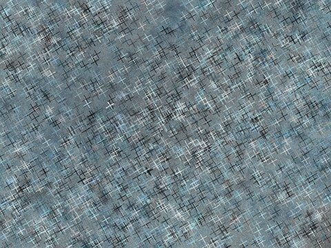 Seamless background texture of abstract crosshatch brush strokes on a dark blue gray surface, artistic canvas overlay pattern.