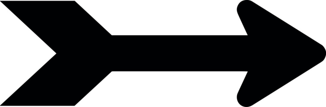 A minimalist black arrow points right on a clean white background, guiding with clarity and confidence in flat light.