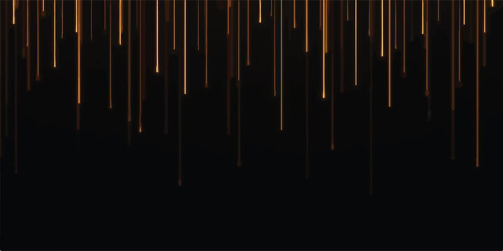 Abstract golden rain light effect on dark background with abstract vertical cascading background minimalist backdrop wallpaper sophisticated artistic creative illustration contrast