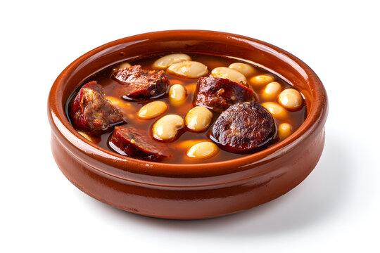 Authentic Asturian Fabada in a Full Plate with Rich Ingredients and Delicious Presentation
