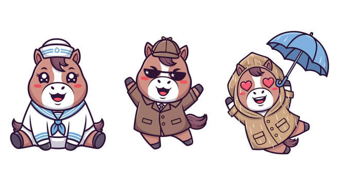 Cute cartoon animals dressed in various profession outfits.