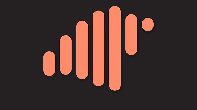 Abstract geometric animation of seven vibrant coral capsule bars rippling in a smooth wave pattern on a white background