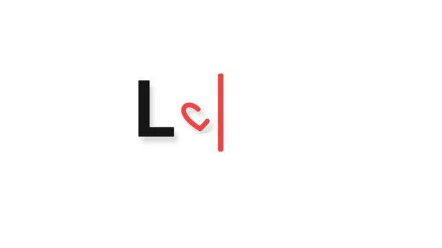 Minimalist L-shaped heart icon, elegant red and black love symbol, clean graphic element for romantic designs, modern Valentine's Day branding asset