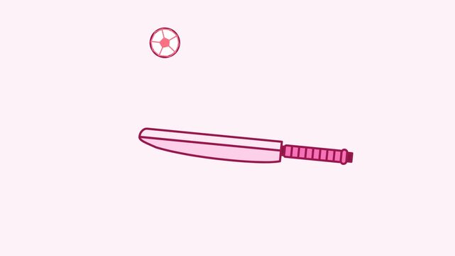 Seamless Looping Animation of a Bouncing Cricket Ball on a Bat - Pastel Dream Vector Illustration