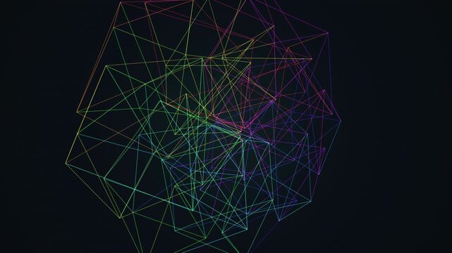 Mesmerizing 4K UHD loop of a glowing cyan polyhedron morphing through an abstract topology field with an elegant inner glow. Ideal for sound bath, technology background. 4K UHD.