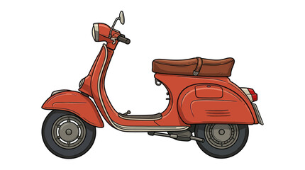 Retro Red Scooter Illustration - Vintage Italian Moped Style © noeh
