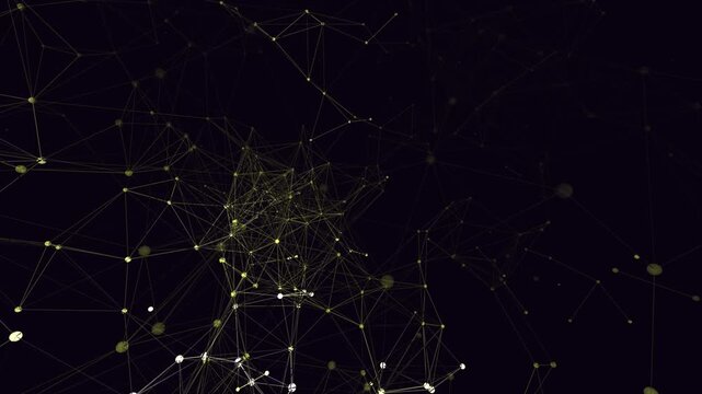 A mesmerizing seamless 4K loop of a glowing white neural network of sphere nodes firing and connecting in a seamless plexus with deep cinematic detail.