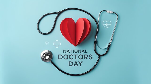 Stethoscope and red heart for national doctors day