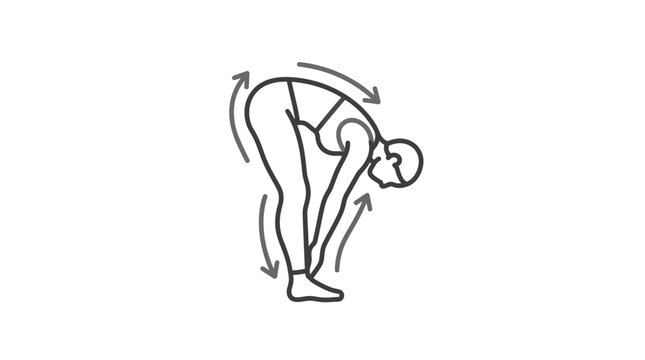 Standing forward fold yoga stretch pose line art illustration