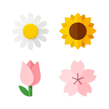 set of flower icons. 