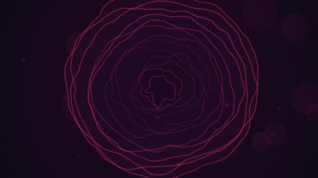 Cinematic 4K seamless loop of a rose stacked signal waveform lines rippling like a living audio landscape drifting in hypnotic slow motion. Ideal for technology background, software background.