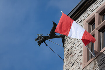 Flag and Dragon Gargoyle on Vianden Castle Wall © Joseph Creamer