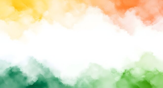 Indian independence day watercolor background saffron white green abstract design