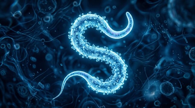 3d render of a virus or bacteria pathogen shaped like the letter s