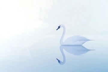 Obraz premium Serene swan gliding on calm waters