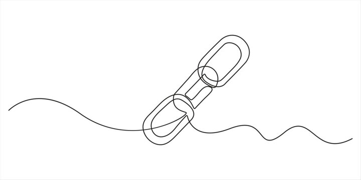 Interlocked chain links in minimalist line art design. No editable strokes Digital connection chain link icon continuous one line art single drawing on white background minimal join and networking 