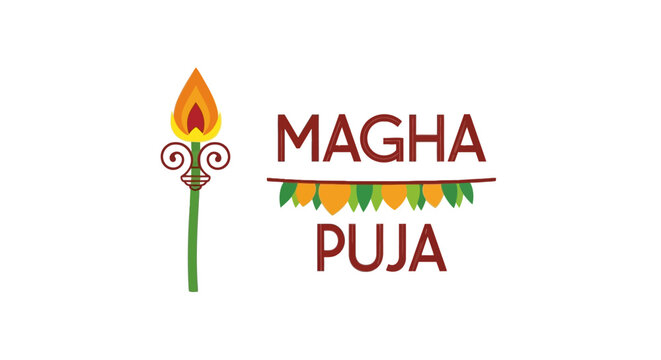 Magha Puja Festival Buddhist Holiday Logo.