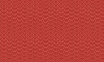 Fototapeta premium Asian wave seamless pattern. Red japanes print with geometric traditional ocean shapes. Vector