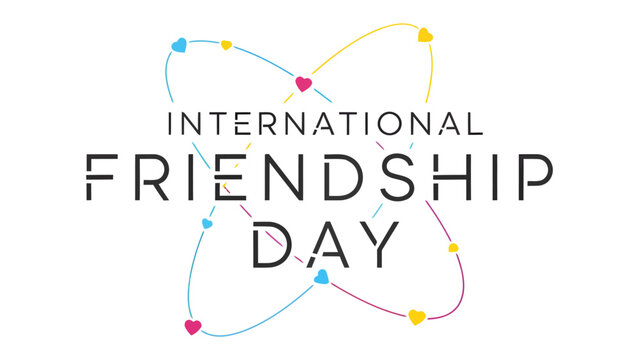International Friendship Day Celebration: A graphic illustration symbolizing the spirit of International Friendship Day with interconnected hearts and orbits, conveying unity and global connection.