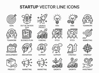 Fototapeta premium Startup vector line icons business.