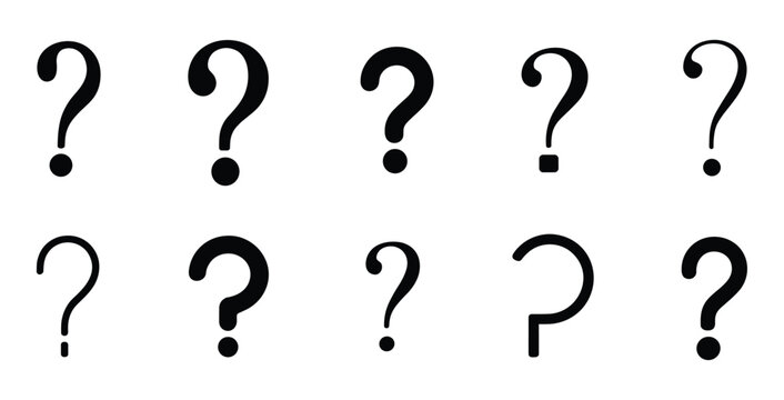 Question Marks Galore: A collection of question mark symbols. uncertainty, doubt, query, inquiry, curiosity, confusion, problem, riddle.