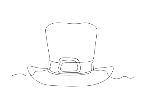 leprechaun's hat, St. Patrick's Day,  continuous single one line art hand drawing sketch logo on white background