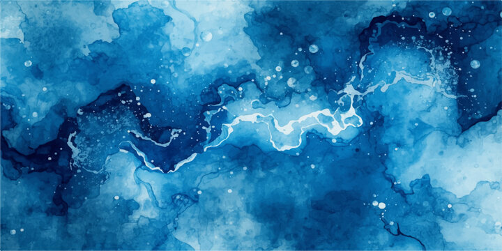 Abstract blue water surface ocean background with underwater light texture